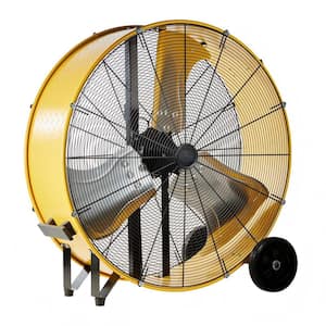 36 in. 2 Speeds Drum Fan in Yellow with Powerful 4/5 HP Motor, Commercial or Industrial Fan, Turbo Blade, Low Noise