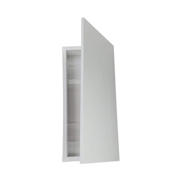WG Wood Products Davis Slab Panel Frameless 15.5 in. W x 23.5 in. H White Enamel Recessed Medicine Cabinet without Mirror with LED Light
