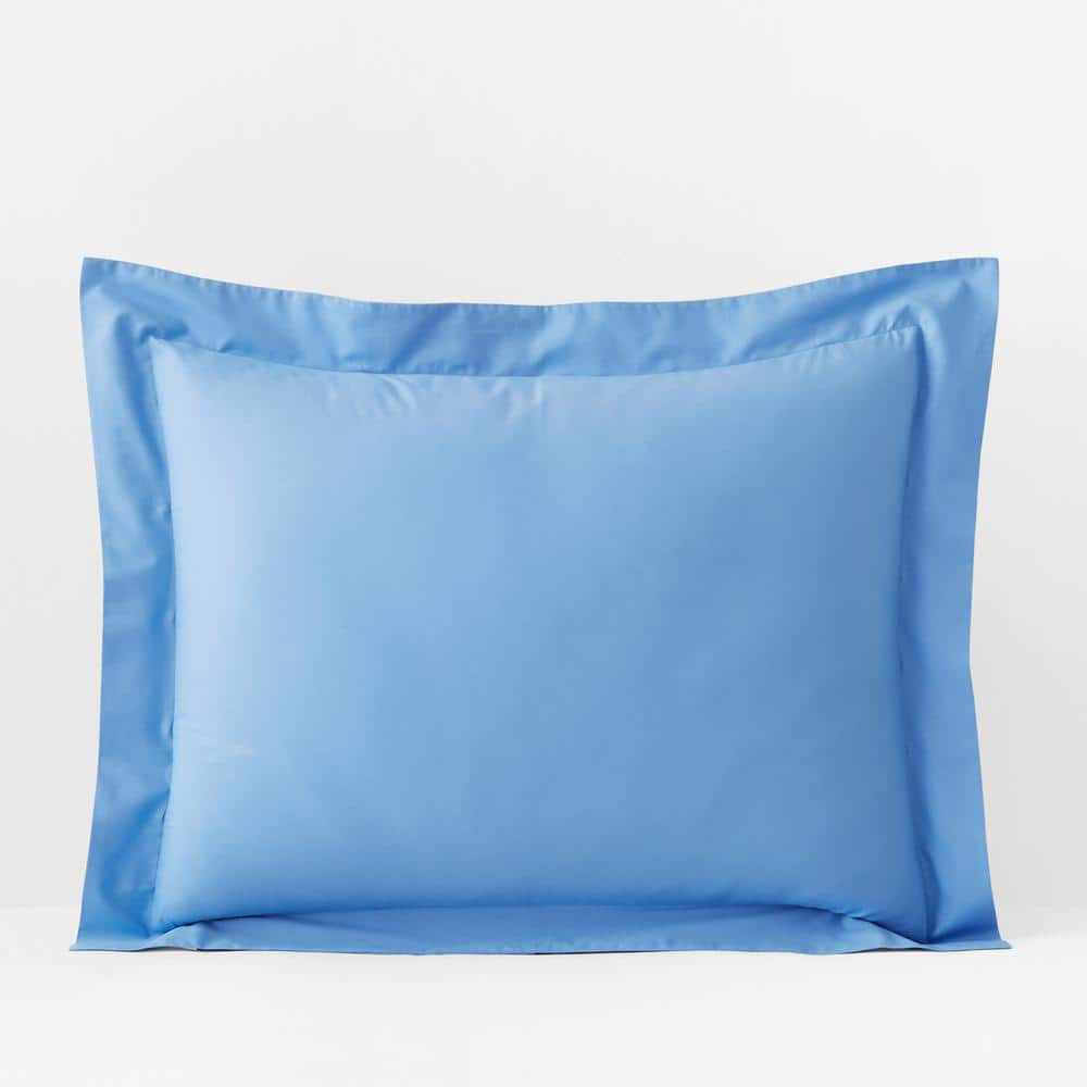 Company Essentials Ocean Blue Organic Cotton Percale King Sham -  The Company Store, 30343F-K-OCN-BL