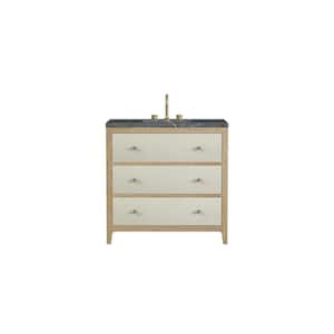 Celeste 36.0 in. W x 23.5 in. D x 36 in. H Single Bath Vanity Sunwashed Oak & Embossed Shagreen Parisien Bleu Quartz Top