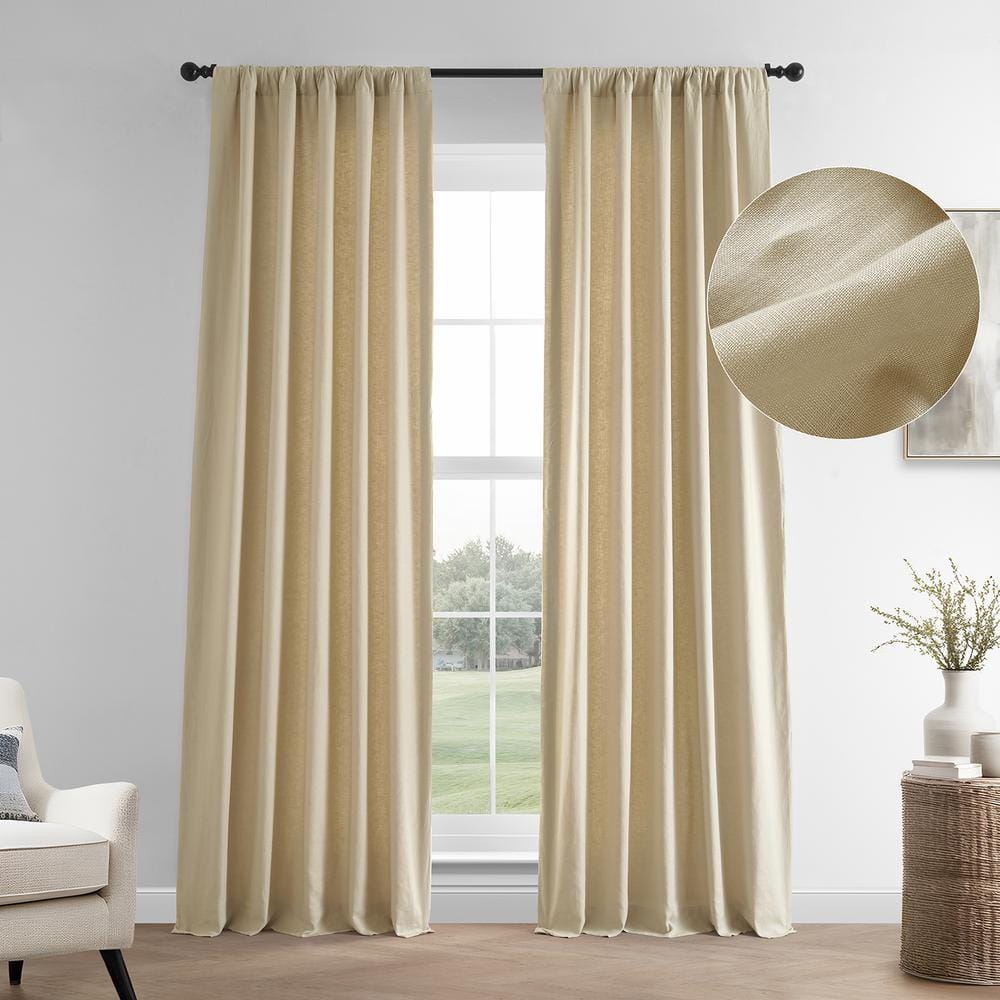 Walnut Beige Linen Room-Darkening Window Panel, 50" x 108"