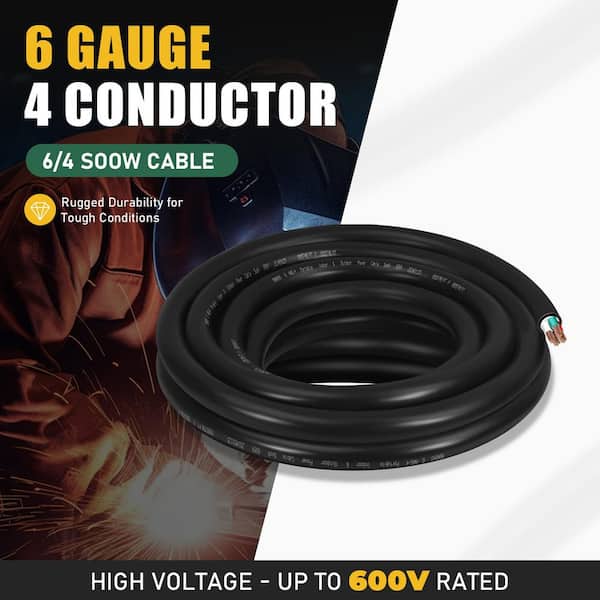 6 ft. 6 AWG 4-Conductor SOOW 600V Indoor Outdoor Extension Cord