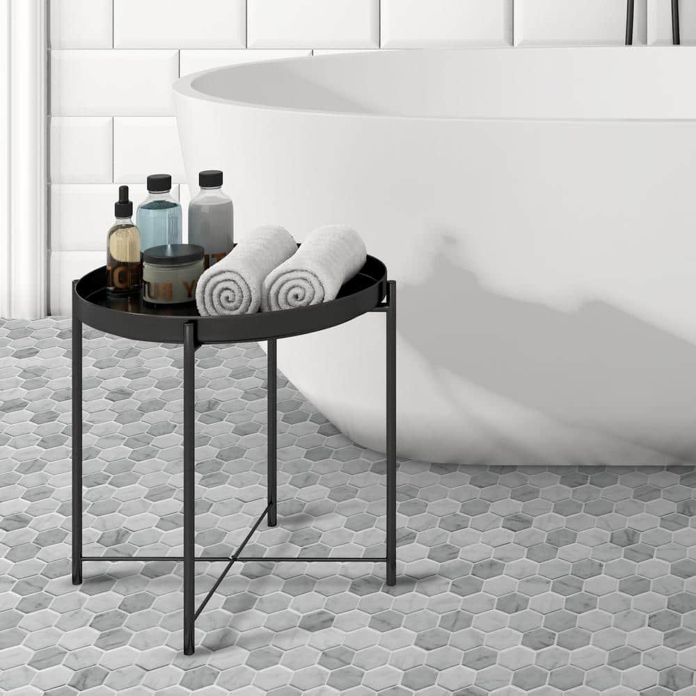 White Carrara Hexagon Matte Recycled Glass Mosaic Tile