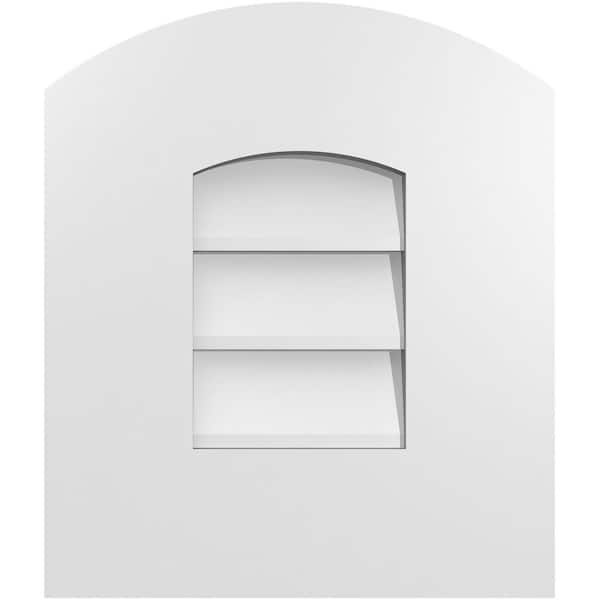 Ekena Millwork 12 in. x 14 in. Arch Top Surface Mount PVC Gable Vent: Functional with Standard Frame