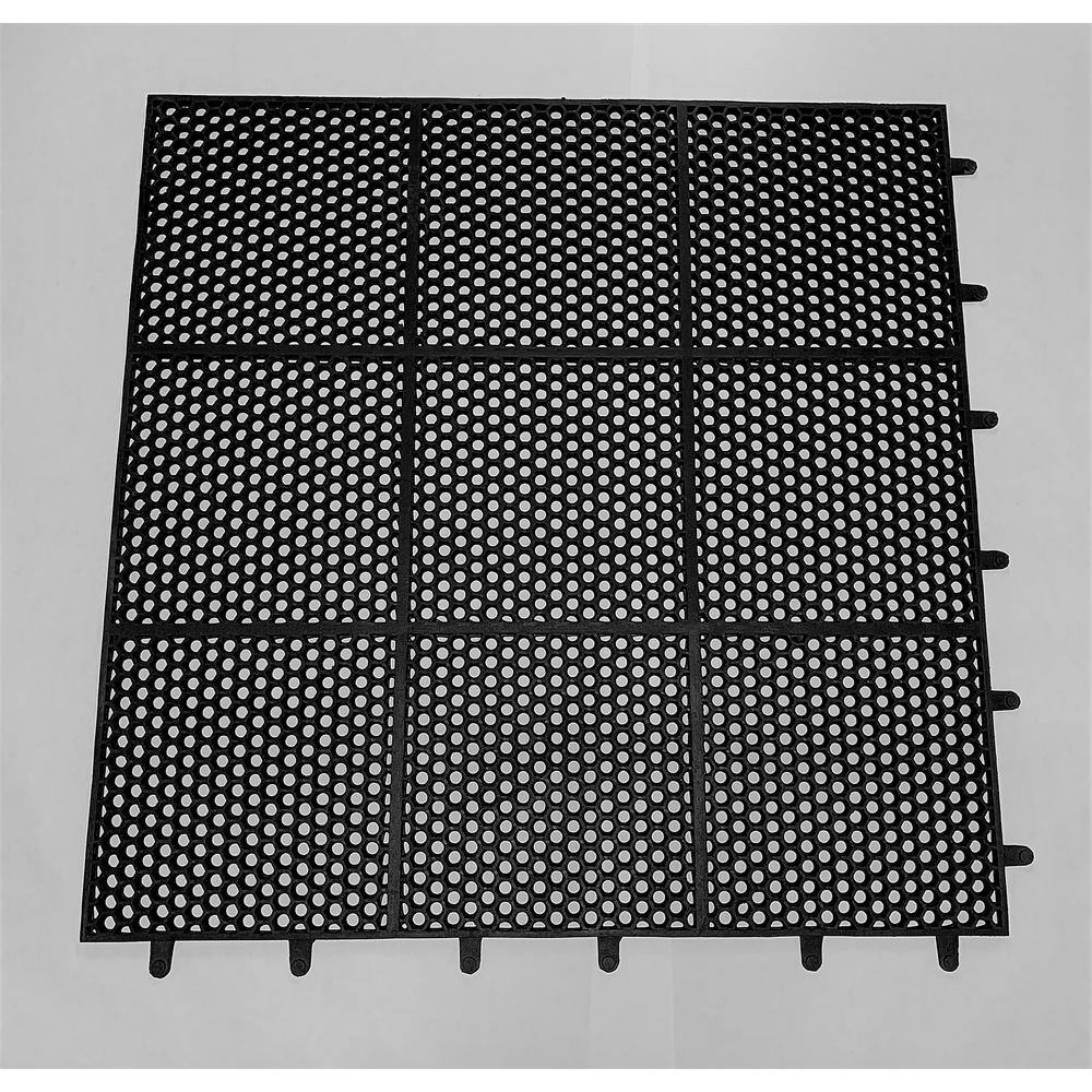 HEX-O-LITE Black 36 in. x 36 in. Rubber Drain-Thru Anti-Fatigue Non-Slip In