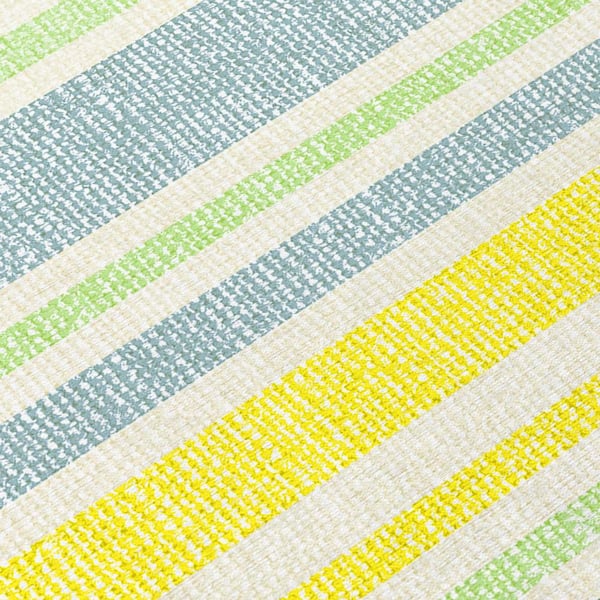 Blue and Yellow 8 ft. x 10 ft. Woven Striped Polyester Rectangle Indoor/Outdoor Area Rug