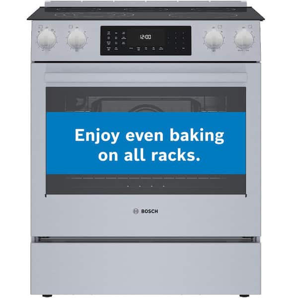 Bosch Benchmark Series 30 in. 4.6 cu. ft. Slide-In Electric Range with Self Cleaning Convection Oven in Stainless Steel