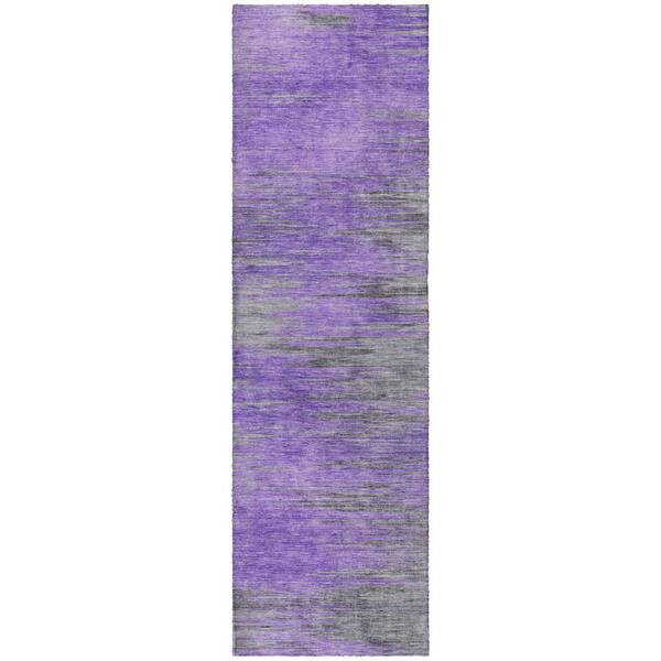 Dream Shag Premium Machine Washable Abstract ADS793 Purple 2 ft. x 7 ft. Runner Rug