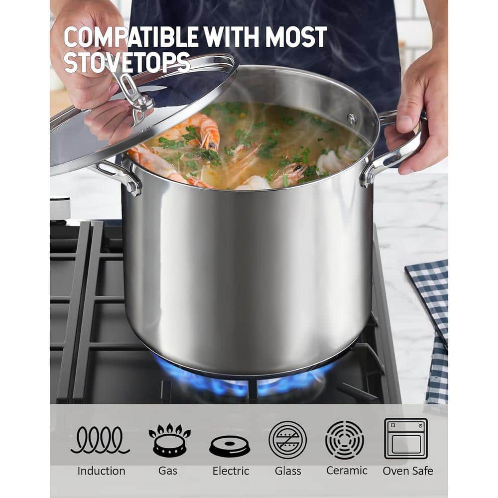24-Quart Stainless Steel Stockpot with Lid for Multi-Purpose Cooking