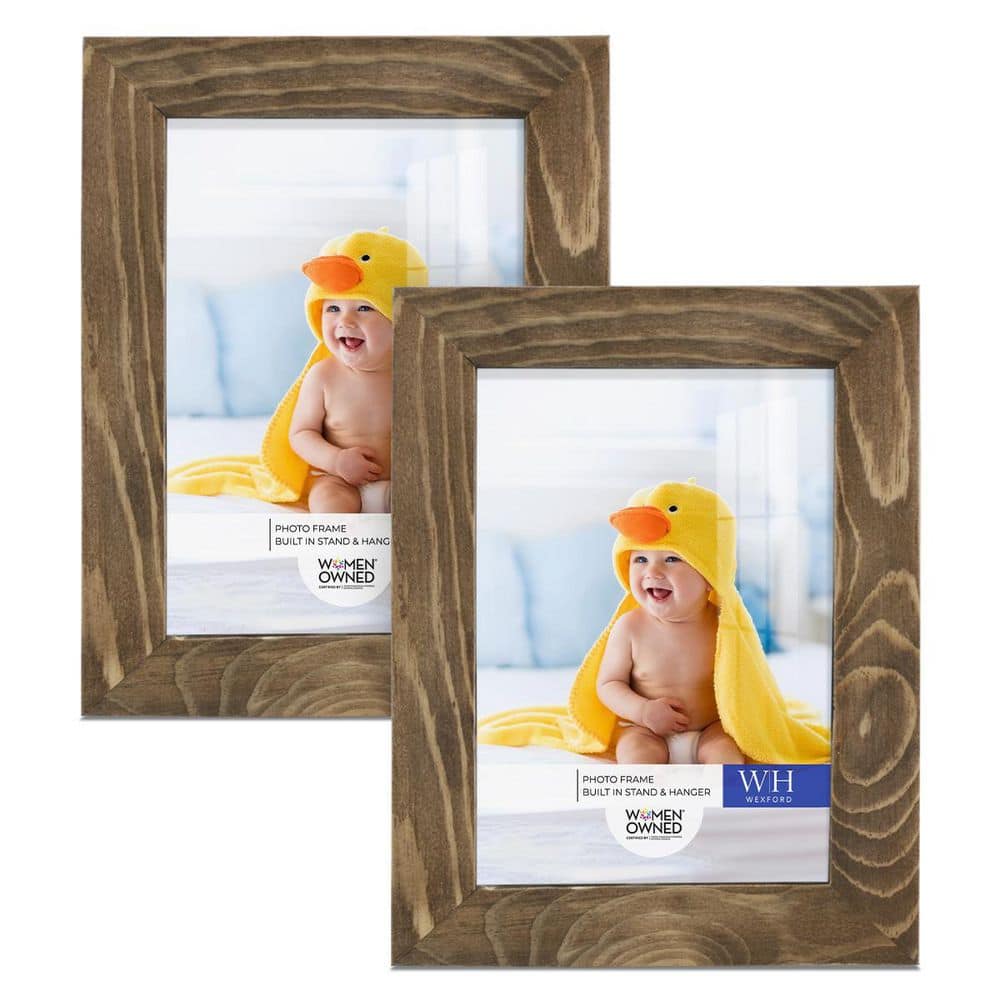 Woodgrain 3.5 in. x 5 in. Walnut Picture Frame (Set of 2)