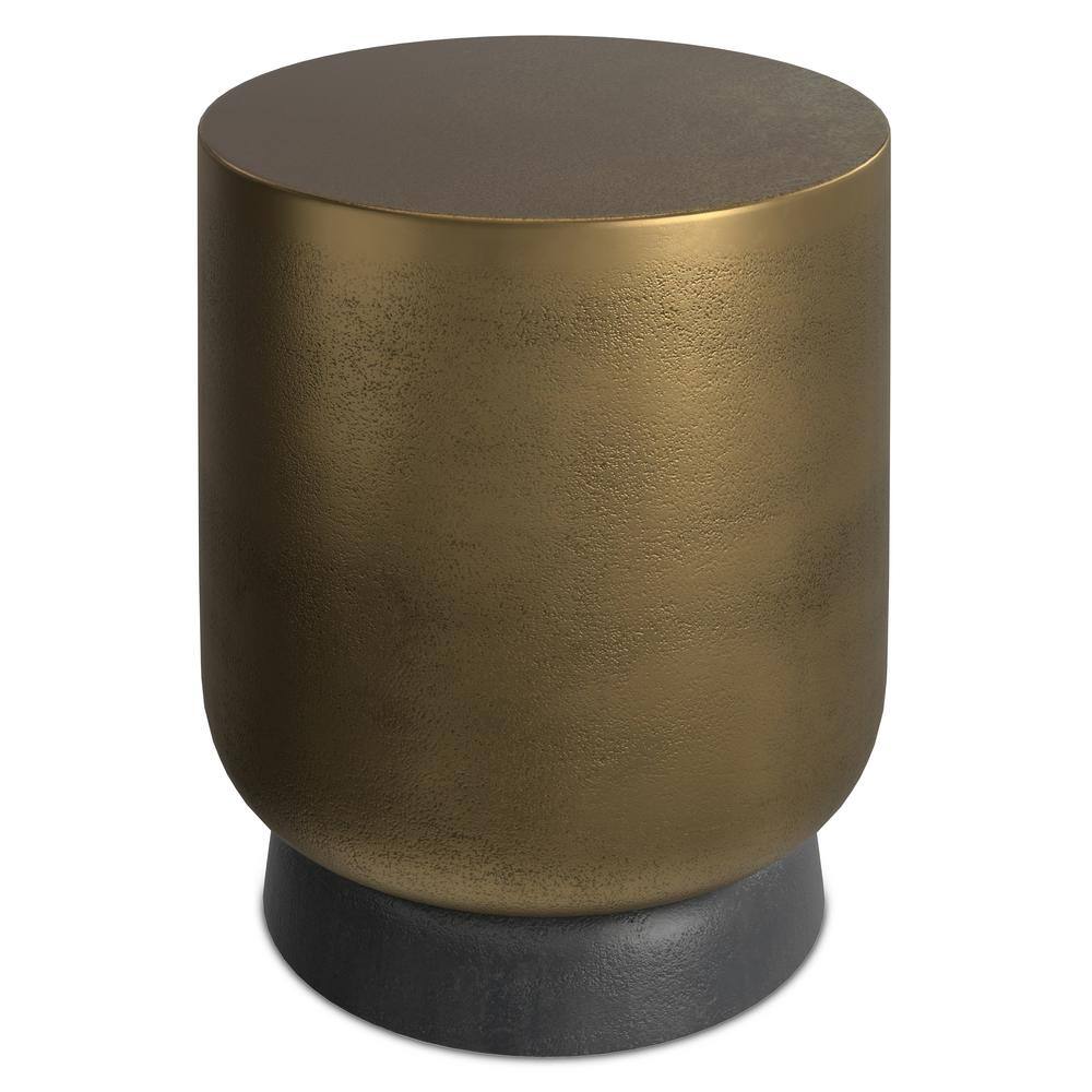 Cody 16" Round Antique Brass and Bronze Metal Side Table