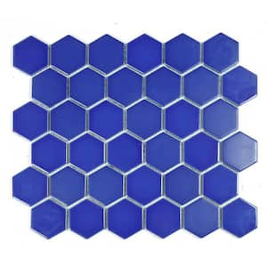 Monet Blue 11 in. x 12 in. Glossy Hexagon Porcelain Mosaic Wall And Floor Tile (299 sq.ft./Pallet)