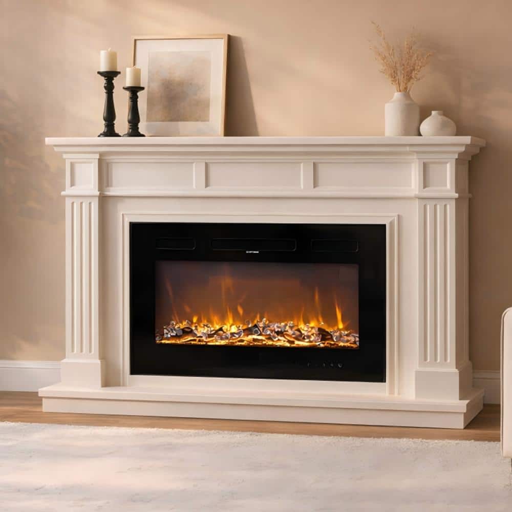 50 inch Wall Mounted Recessed Electric Fireplace Heater, 1500W, Remote Control, 12 Flame Colors, 5 Brightness Levels price history on PriceWatchPro