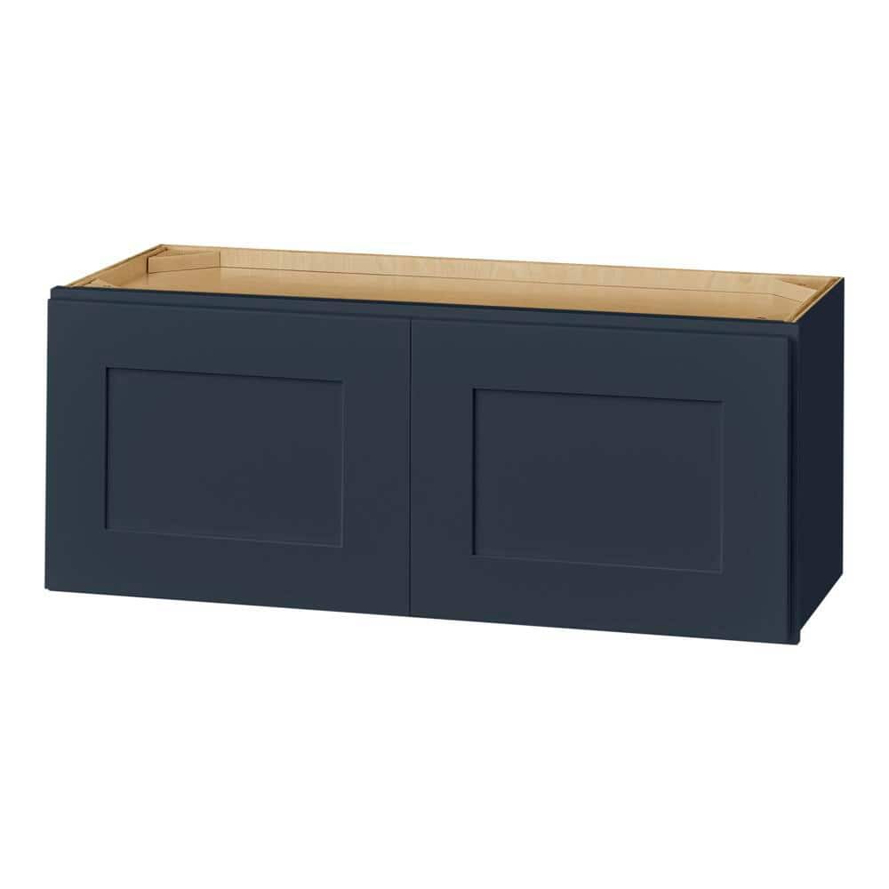 Avondale 30 in. W x 12 in. D x 12 in. H Ready to Assemble Plywood Shaker Wall Bridge Kitchen Cabinet in Ink Blue price history on PriceWatchPro