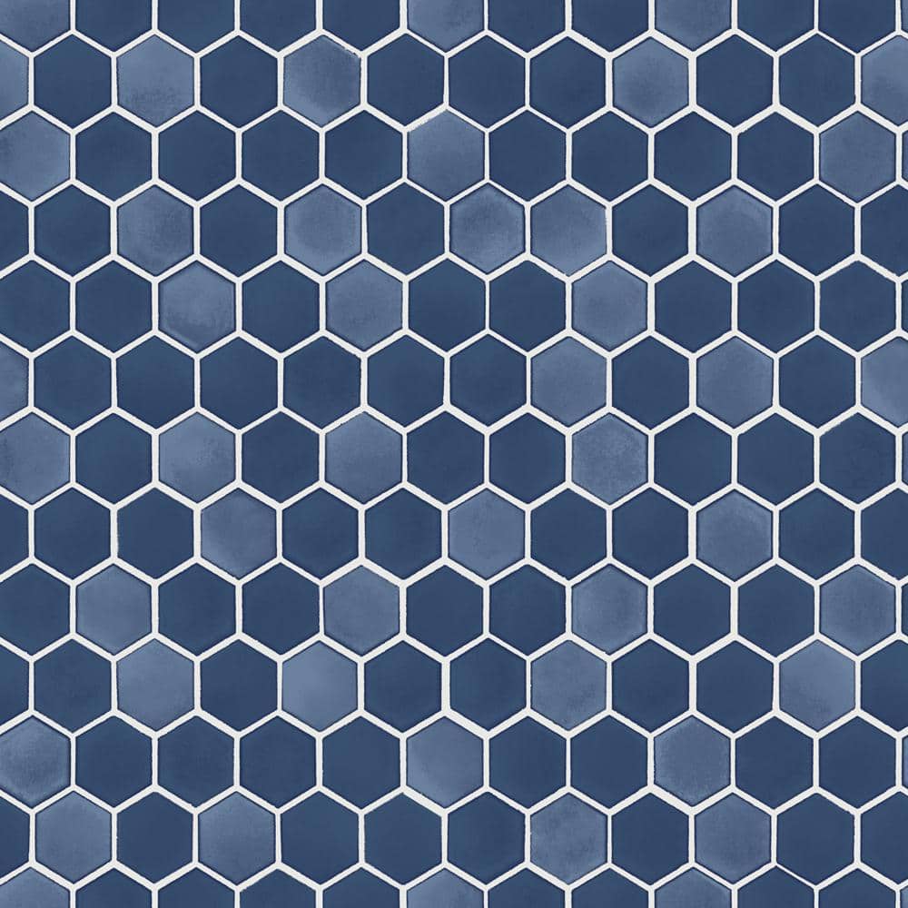 Tempaper Metallic Sapphire Hexagon Tile Vinyl Peel and Stick