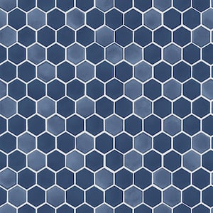 Sapphire Hexagon Tile Removable Peel and Stick Wallpaper (Covers 28 sq. ft.)
