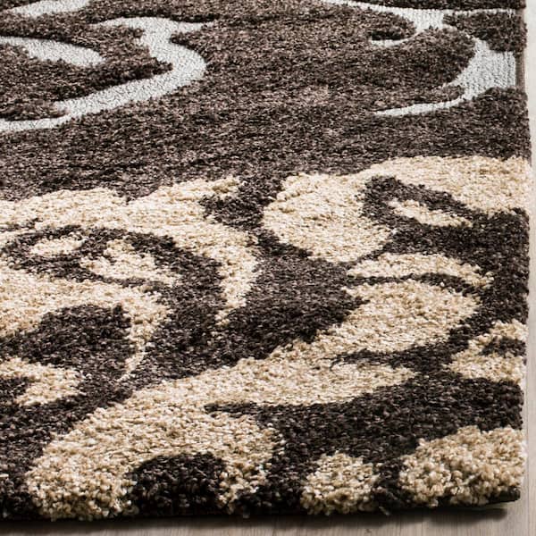 Florida Shag Dark Brown/Smoke 2 ft. x 9 ft. Floral Solid Runner Rug