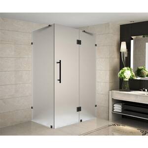 Avalux 32 in. x 32 in. x 72 in. Completely Frameless Hinged Shower Enclosure with Frosted Glass in Oil Rubbed Bronze