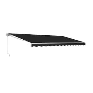 20 ft. x 10 ft. Black Motorized Patio Retractable Awning White Frame UV Polyester