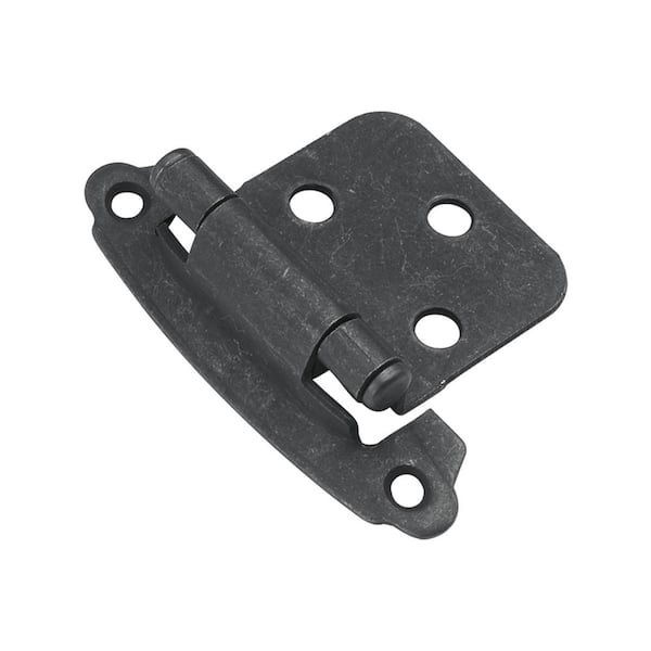 HICKORY HARDWARE 1-14/15 in. x 2-5/8 in. Black Iron Surface Self-Closing Hinge (2-Pack)