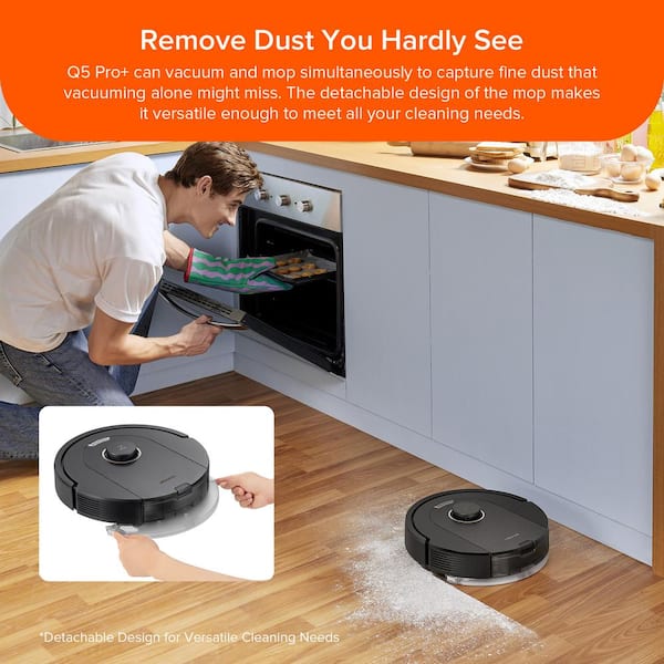 Roborock - Q5 Pro Plus Robotic Vacuum and Mop with Smart Navigation, Self-Emptying, Multi-surface in Black