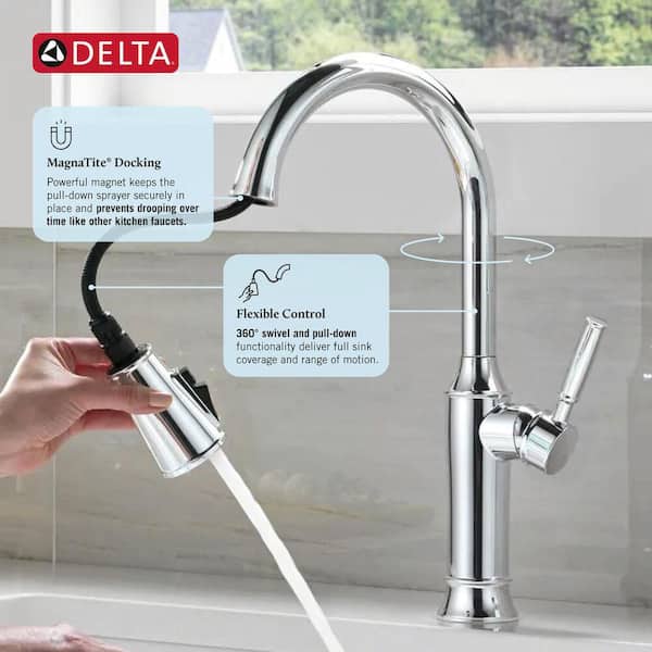 Delta Renaldi Single Handle Pull Down Sprayer Kitchen Faucet in