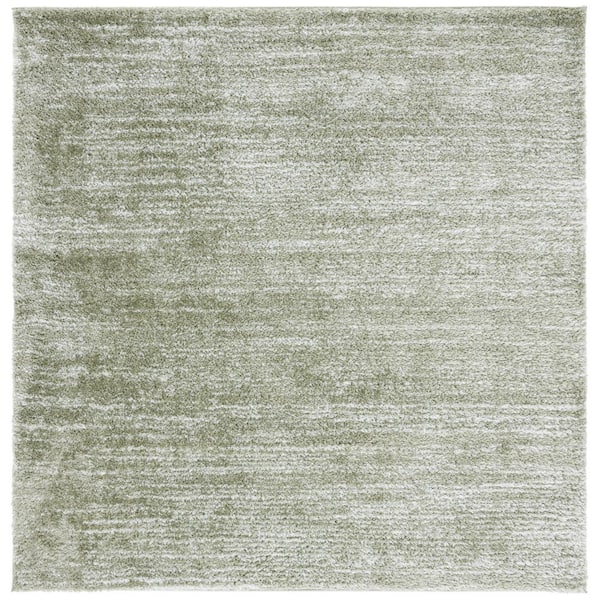SAFAVIEH Tahoe Shag 5 ft. x 5 ft. Sage/Ivory Distressed Solid square Area Rug