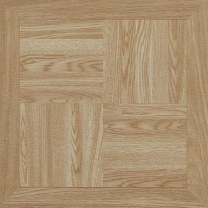 Natural Wood Parquet 3 MIL x 12 in. W x 12 in. L Peel and Stick Water Resistant Vinyl Tile Flooring 30 Sq. Ft.