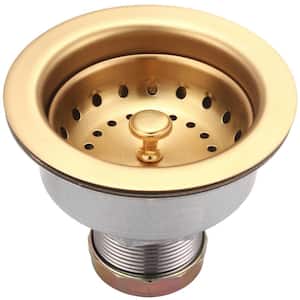 4.44 in. W Grid Kitchen Sink Drain in Brushed Gold