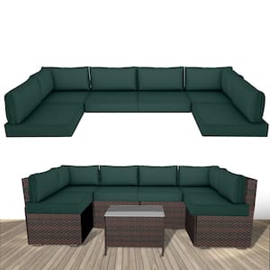 6 Seat Waterproof Outdoor Replacement Cushions, 102.4 x 47.2 x 13.7 in.-14-Piece UV-Protection Patio Sectional Cushions