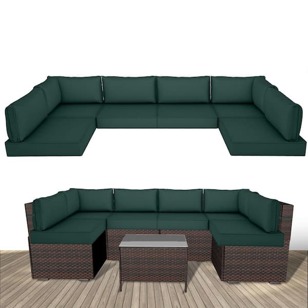 Unbranded 6 Seat Waterproof Outdoor Replacement Cushions, 102.4 x 47.2 x 13.7 in.-14-Piece UV-Protection Patio Sectional Cushions