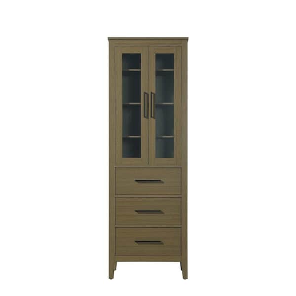 24 in. W x 18 in. D x 72 in. H Chestnut Brown Freestanding Linen Cabinet