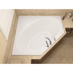 Mali 5 ft. Acrylic Center Drain Corner Drop-in Non-Whirlpool Bathtub in White