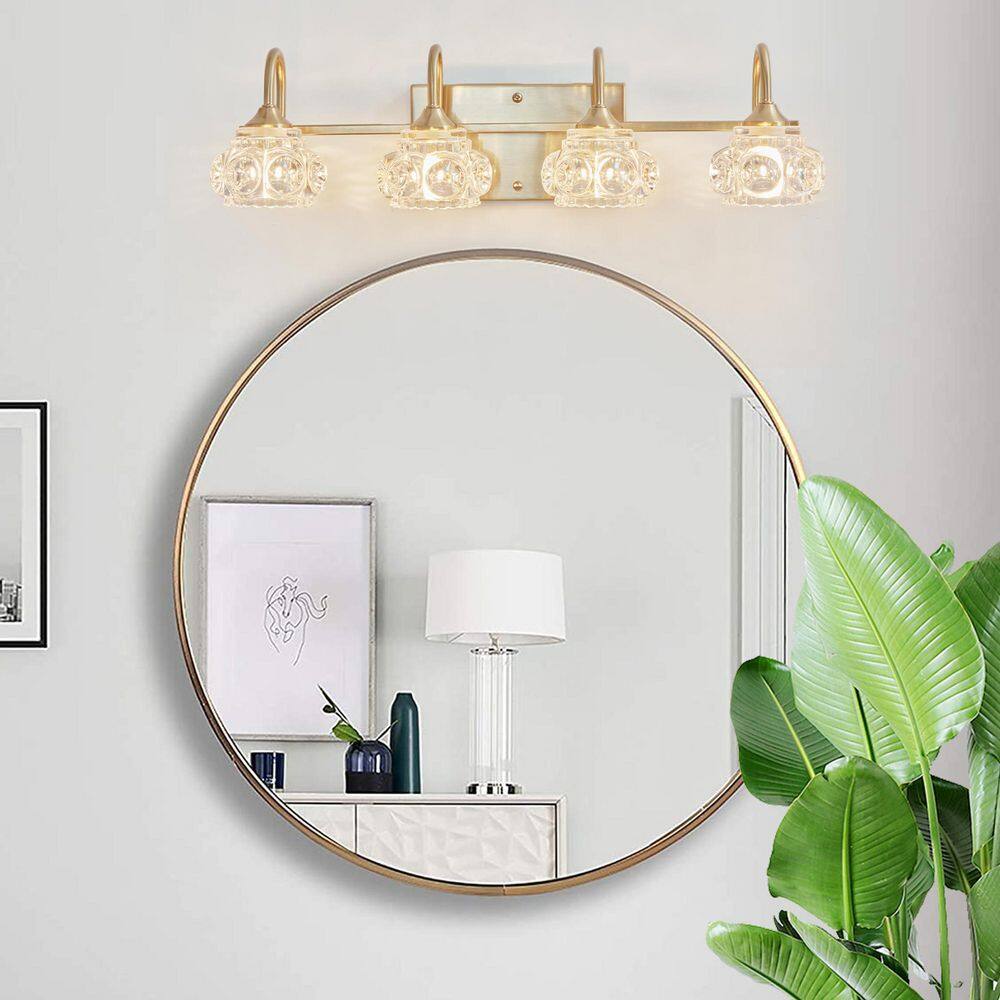 23 in Modern 4-Light Bathroom Vanity-Light Gold Finish with Clear Glass Shades for Bathroom and Dressing Area price history on PriceWatchPro