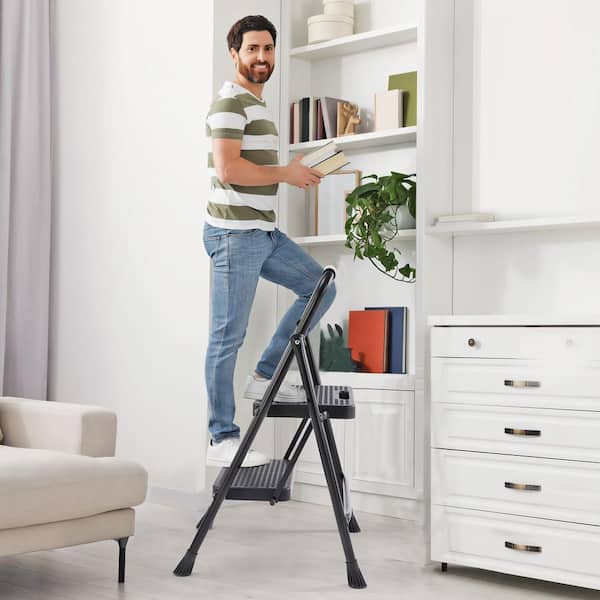 2-Step Reach Folding Non-Slip Steel Step Stool, 800 lbs. for Home/Office Work, Portable Step Tools