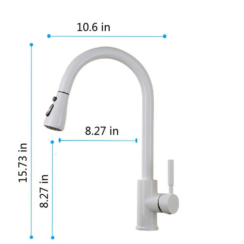 White Stainless Steel Pull Down Kitchen Faucet with Touch Activation