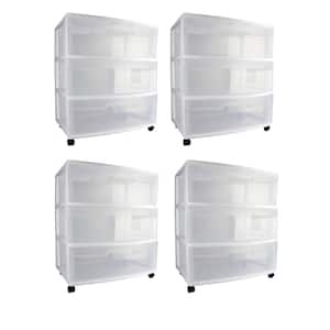 25.625 in. H x 15.25 in. W x 21.875 in. D Home 3 Drawer Wide Storage Cart Container with Casters (4-Pack)
