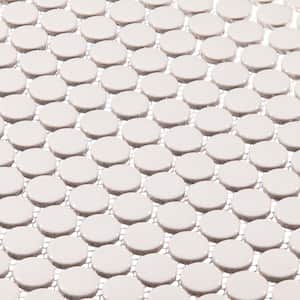 Stylish-Sweetpea Beijo Tan 11 3/8 in. x 12 15/16 in. Glossy Porcelain Round Mosaic Tile (9.7 sq. ft./Case)