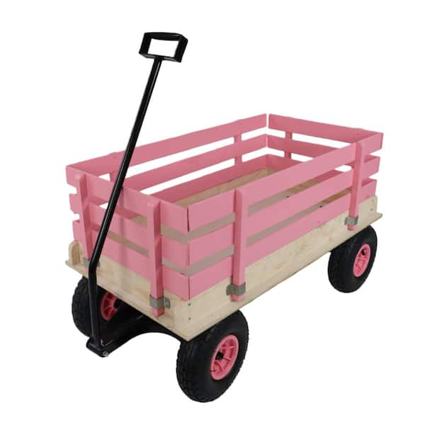 ⑩クリロー SSピンクHarvington Rebekah ハリビングトンリベカ Pink Wooden Wagon Cart with Folding Handle, Heavy Duty All-Terrain