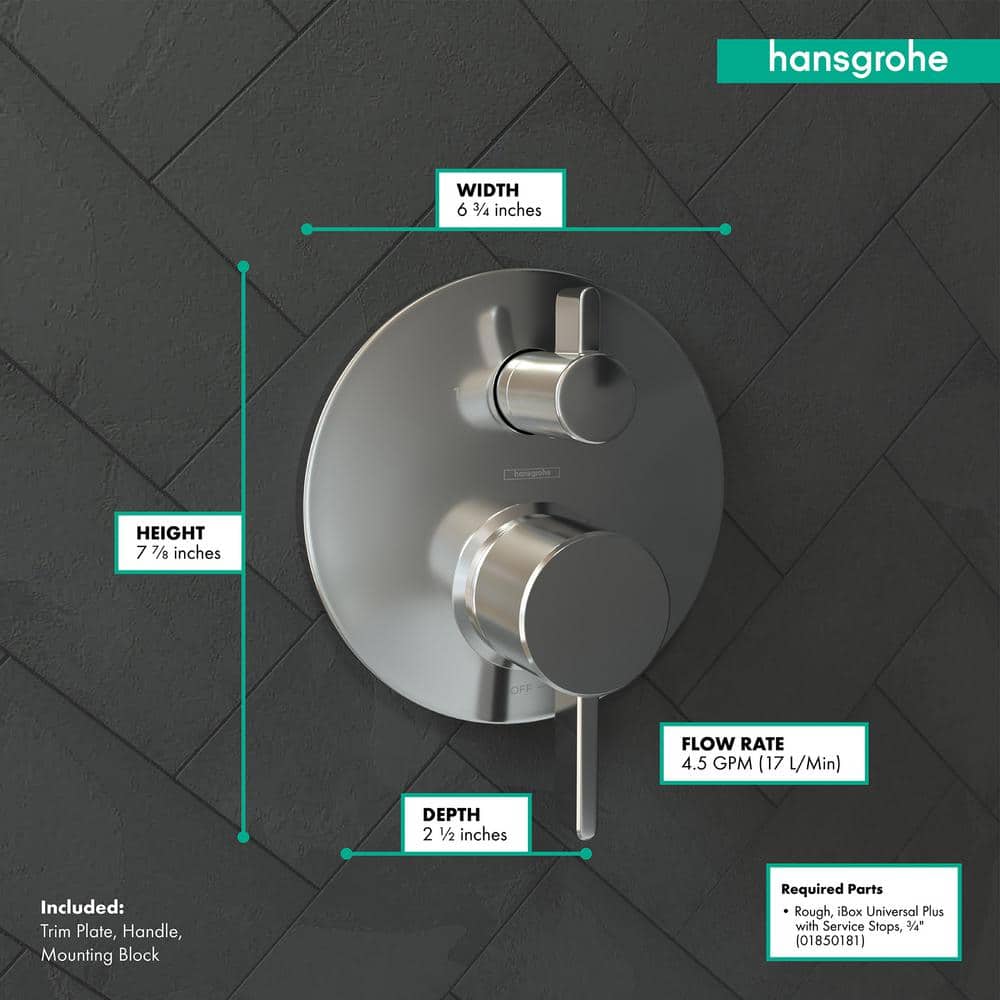 Polished Chrome Wall-Mounted Lever Shower Trim