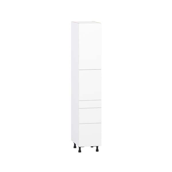 Timberline 15 in. W x 24 in. D x 84.5 in. H Assembled Slab Pantry Kitchen Cabinet in Bright White with 3-Drawers