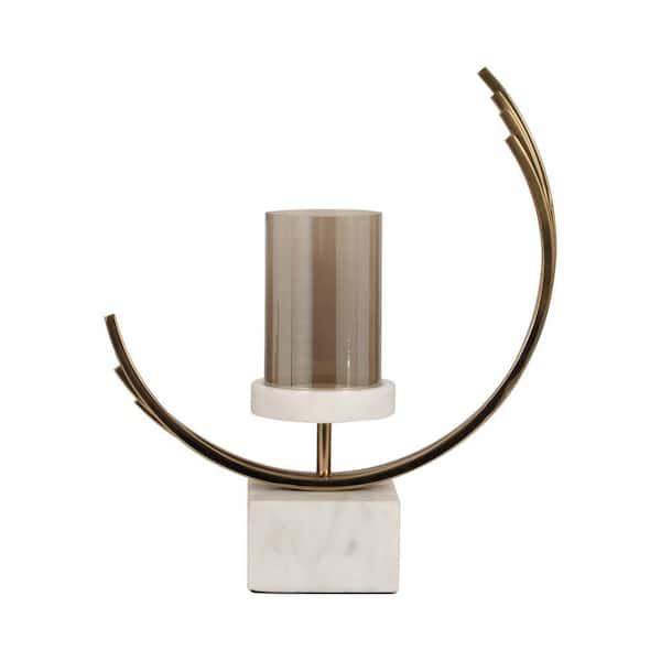 Liv & Skye 17 in. Gold Metal Crescent Candle Holder