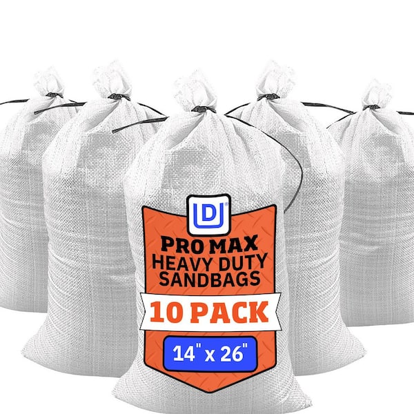 14 in. x 26 in. White Pro Max Extra UV Flood Barrier Sand Bags with Tie Strings (10-Pack)