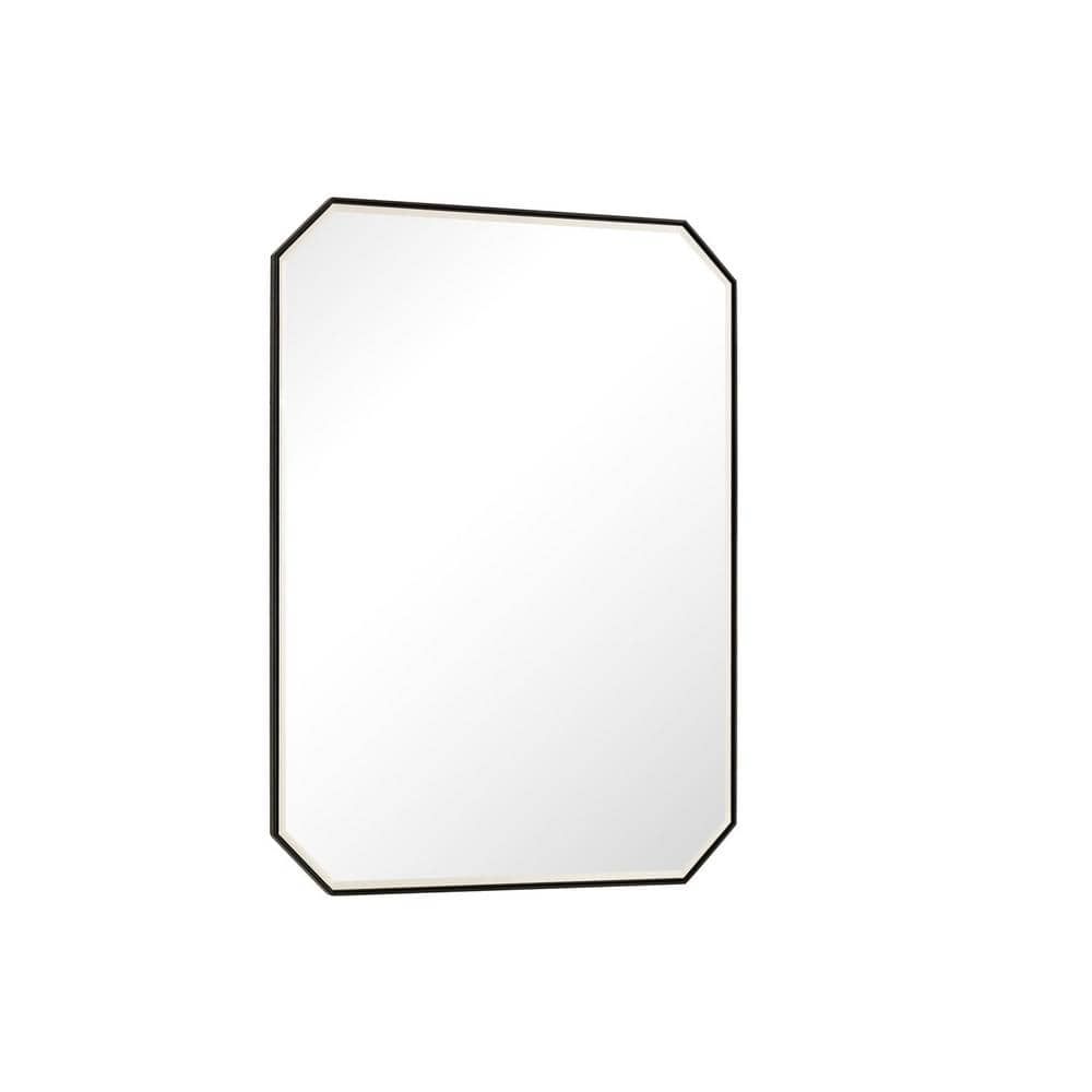 Rohe 40" x 30" Matte Black Octagon Beveled Vanity Mirror