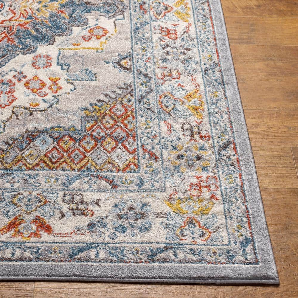 Teal Medallion Power-Loomed Area Rug, 5'3" x 7'3"