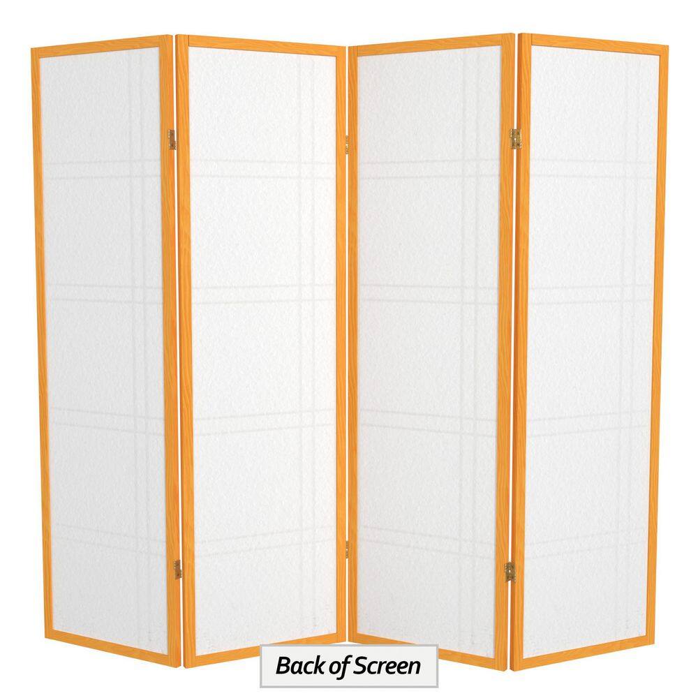 Honey 4-Panel Shoji Screen Room Divider with Rice Paper