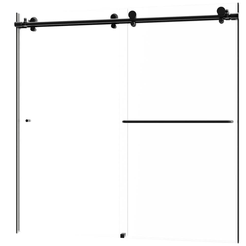 Eclipse 60" Matte Black Frameless Sliding Tub Door