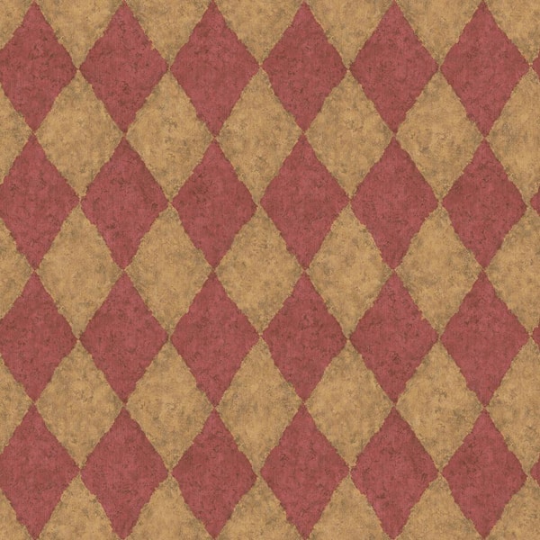The Wallpaper Company 56 sq. ft. Red and Brown Earth Tone Diamond Harliquin Wallpaper