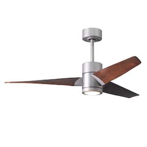Super Janet 52 in. LED Indoor/Outdoor Damp Brushed Nickel Ceiling Fan with Light with Remote Control, Wall Control