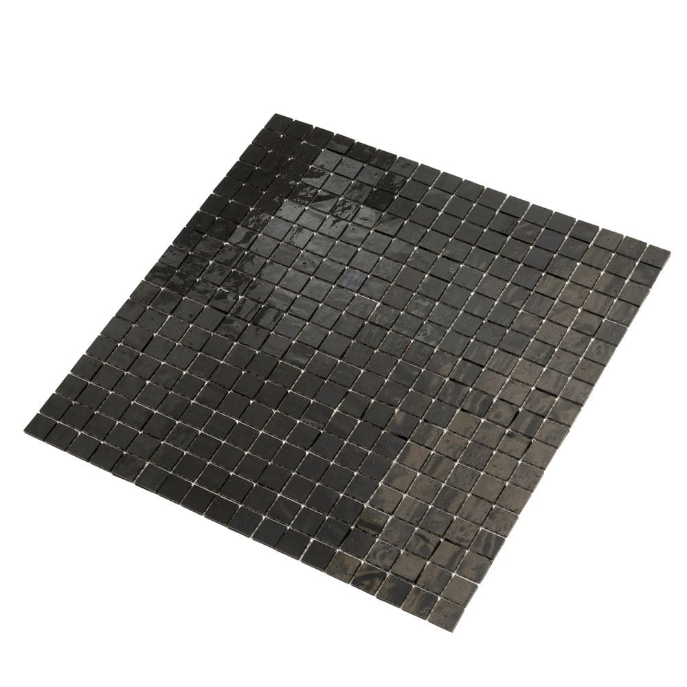 Skosh Glossy Black Glass Mosaic Wall and Floor Tile